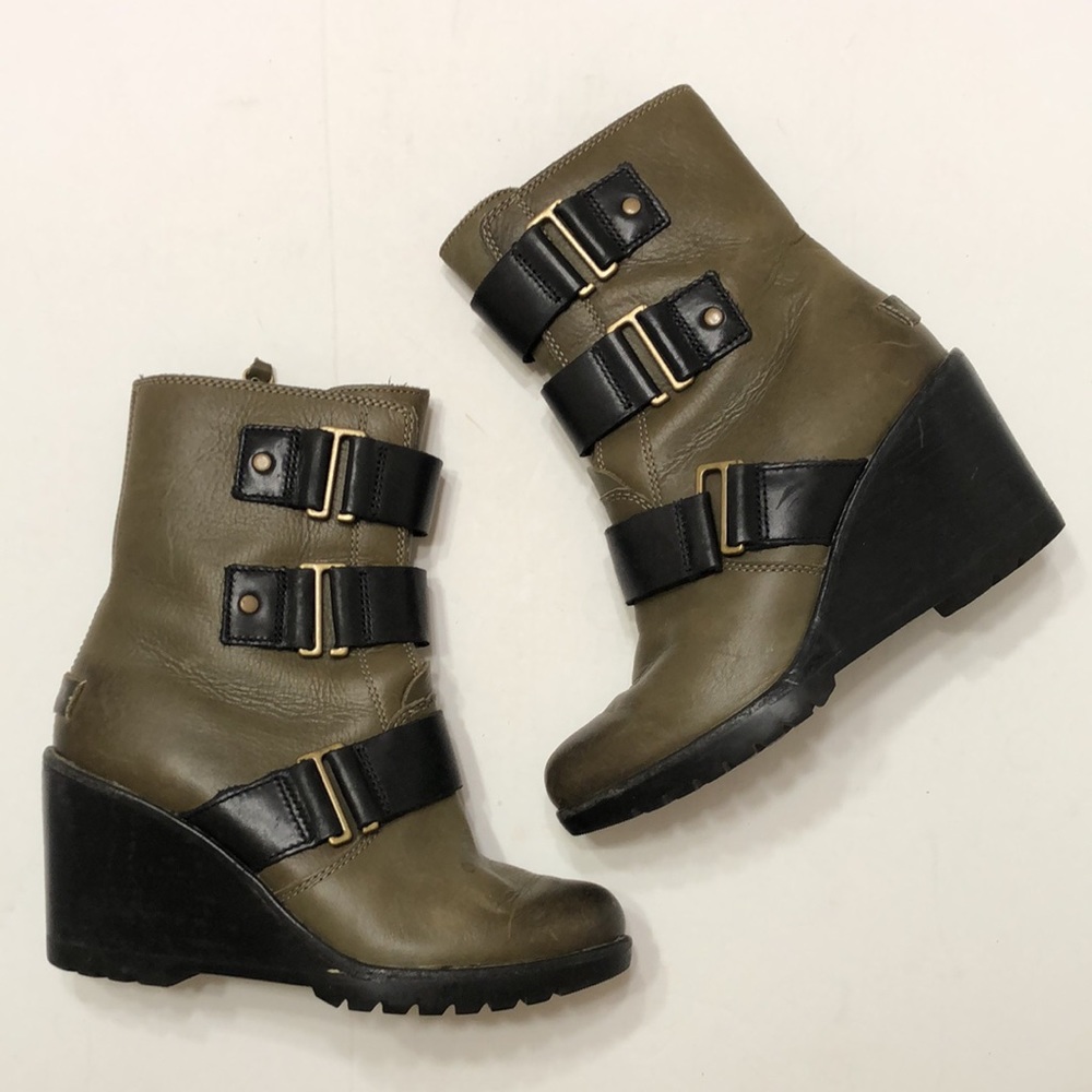 Sorel Leather After Hours Wedge Heel Boots